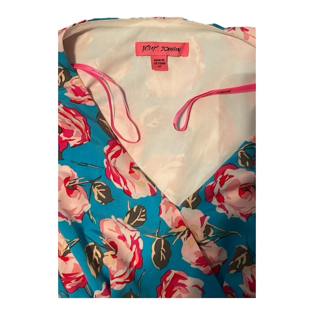 Betsey Johnson Blue Floral Fit & Flare Dress – Size 4p - Picture 8 of 13